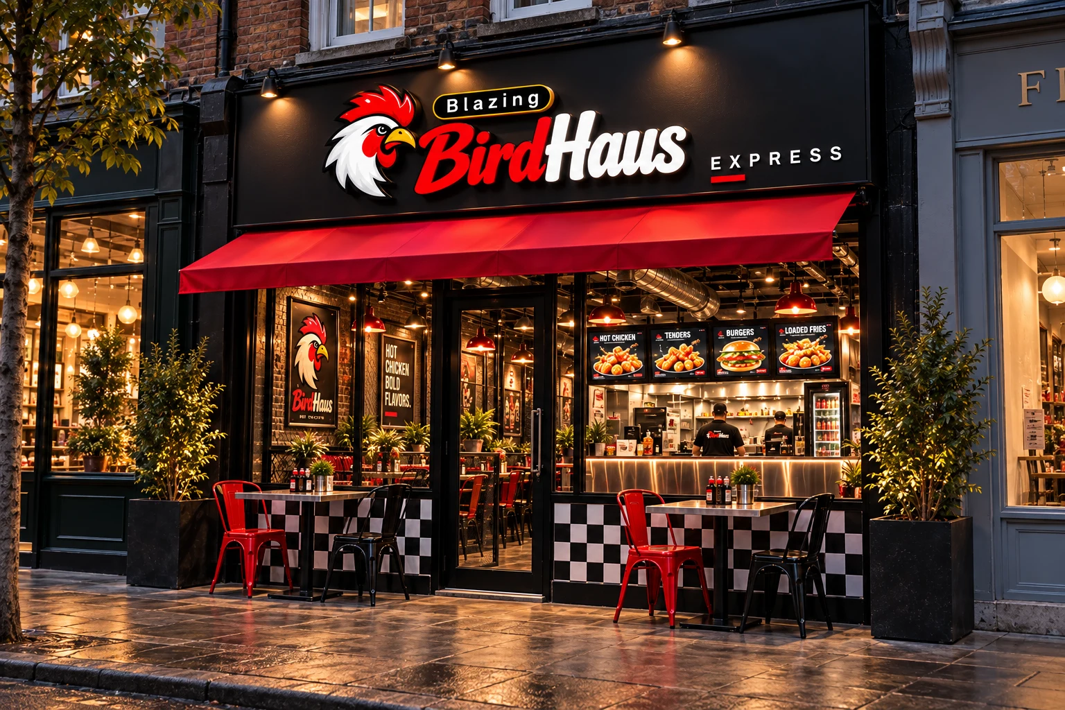 Blazing BirdHaus express shop — illustrative design concept